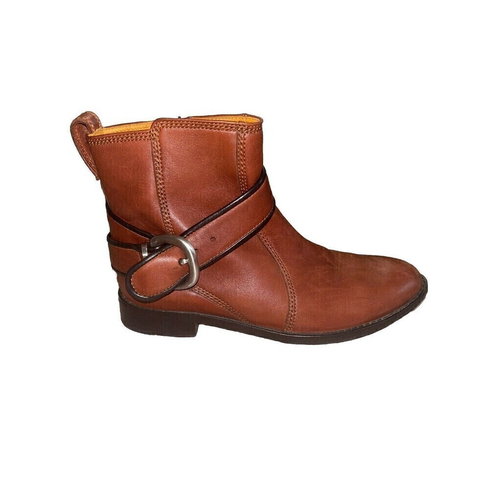 Robert Zur Buckled Leather Ankle Boots Womens Brown Shoes 4.5‎